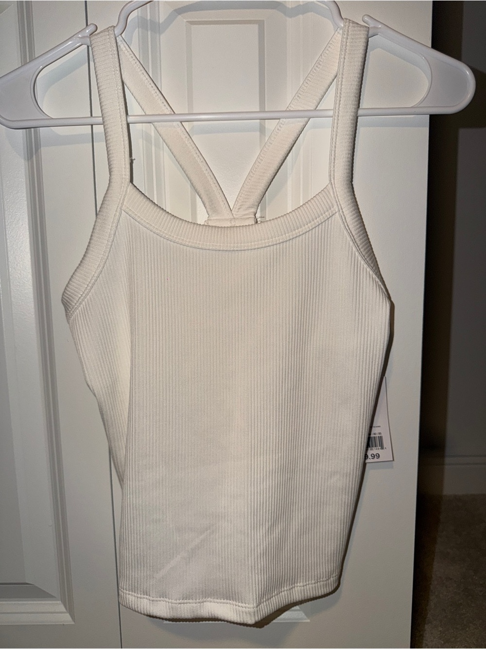 **NWT White Ribbed Racerback Strappy Tank Top
